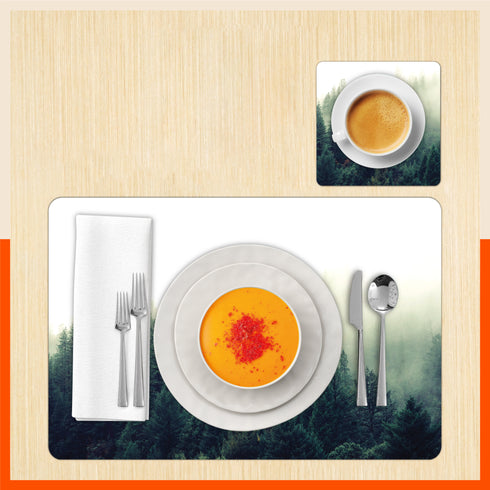 Polypropylene Table Mats & Coasters for Dining Table at Home (Evergreen - Set of 6)